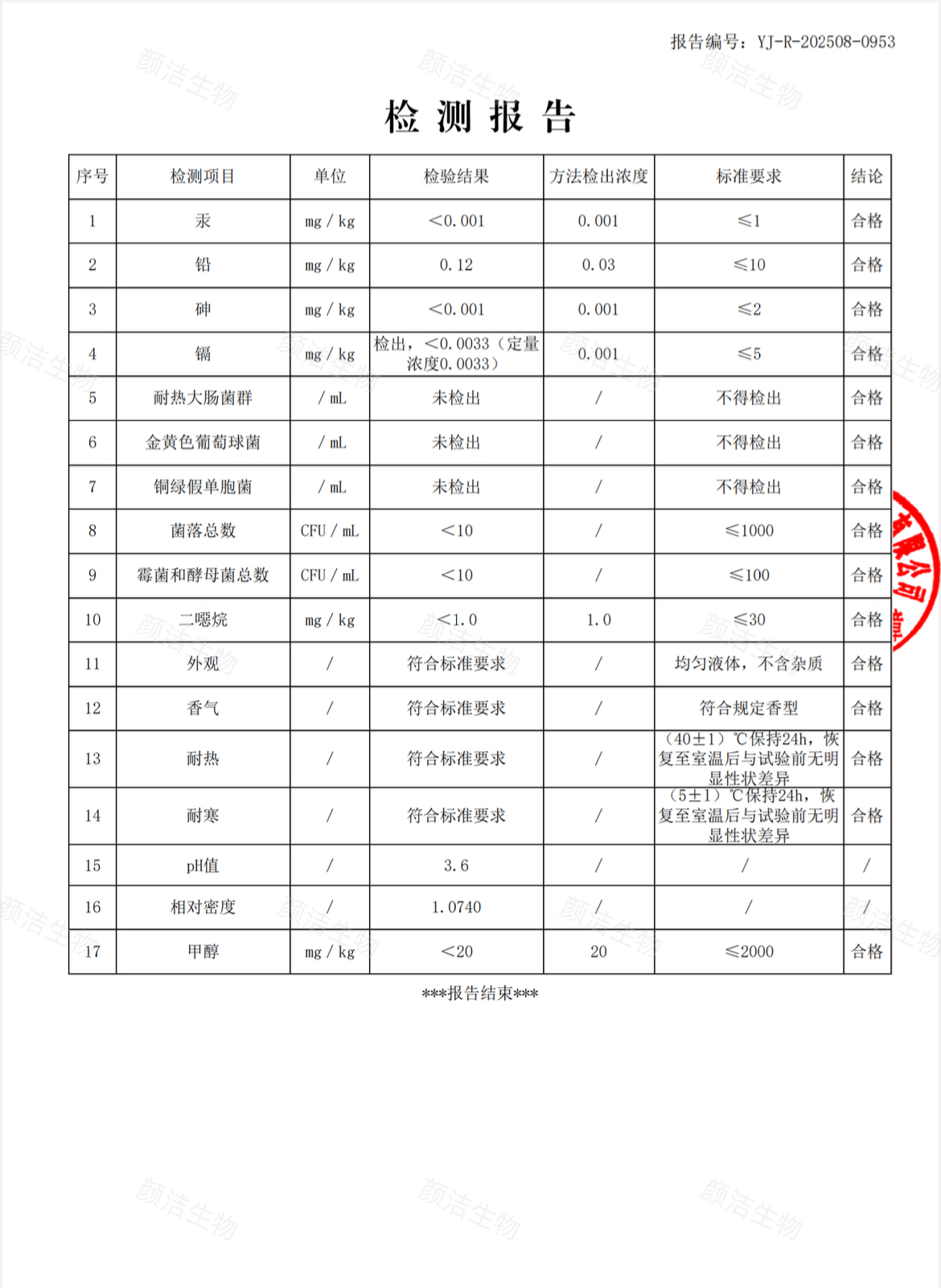 三七悦颜精华液检验报告